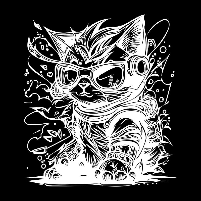 Little Cool Space Cat Splash Style de tatouage