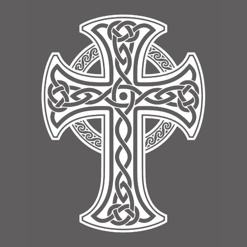 White Celtic cross with circular braid