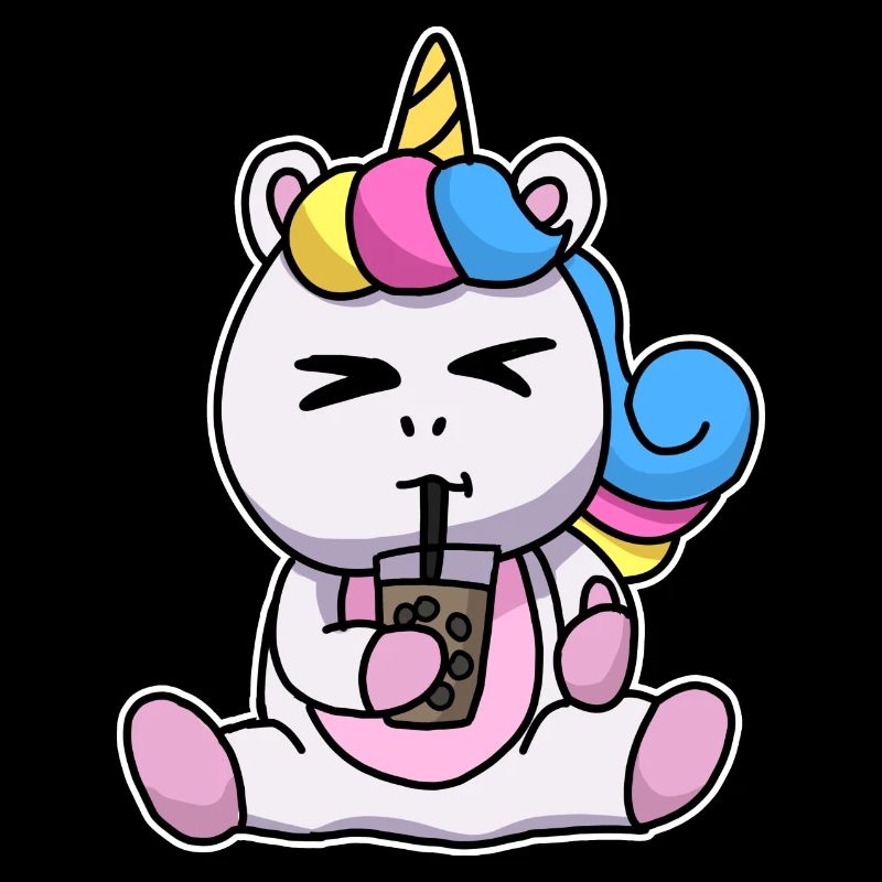 Bubble Tea Drinking Unicorn Anime Kawaii