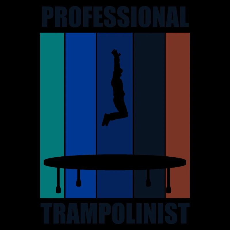 Professioneller Trampolinist mit ironischem Spruch