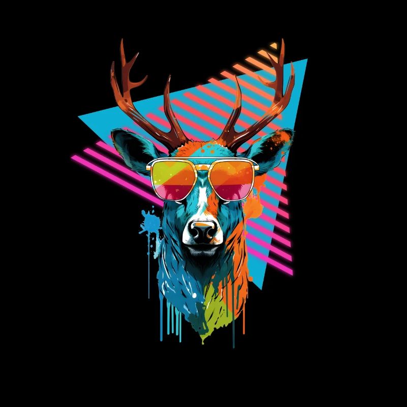 Deer with sunglasses 80s style