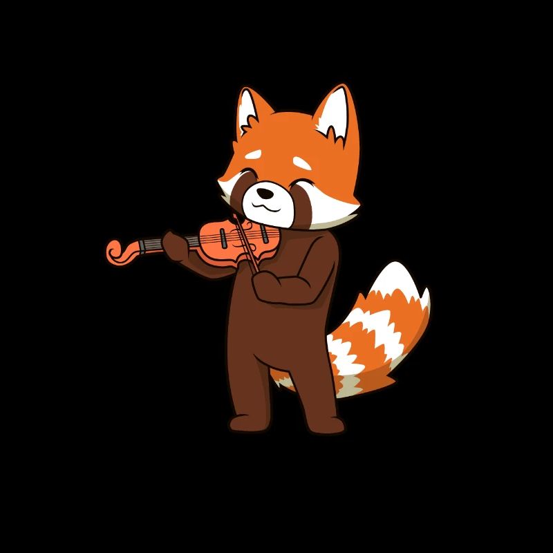 Comic roter Panda spielt Geige