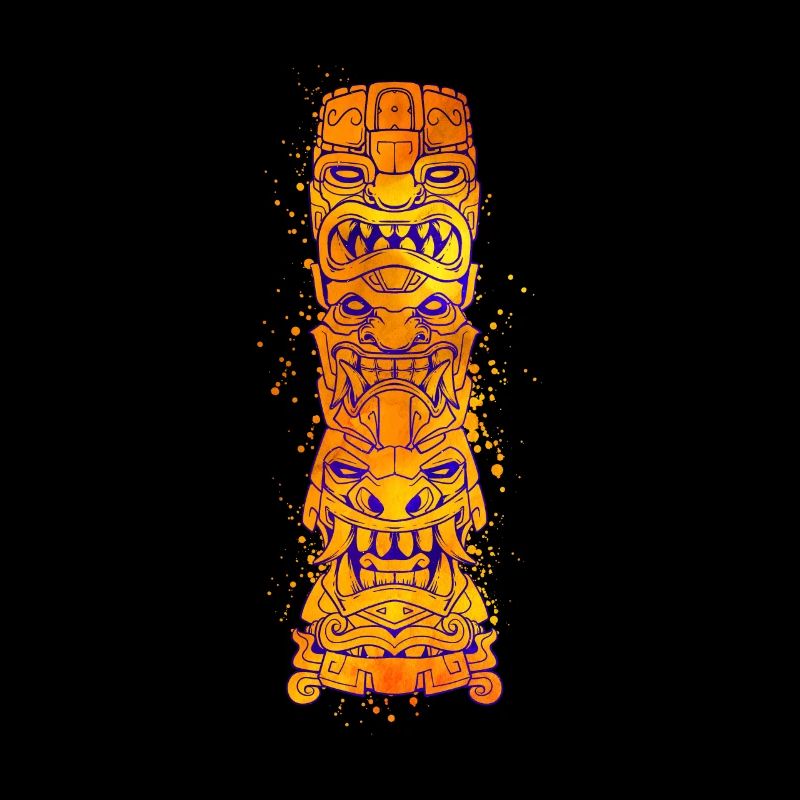 Totem aztèque coloré