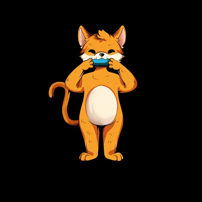 Cat plays harmonica