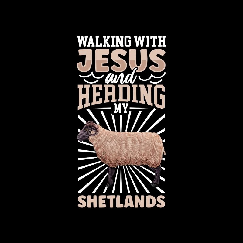 Jesus und Schaf - Shetlandschaf