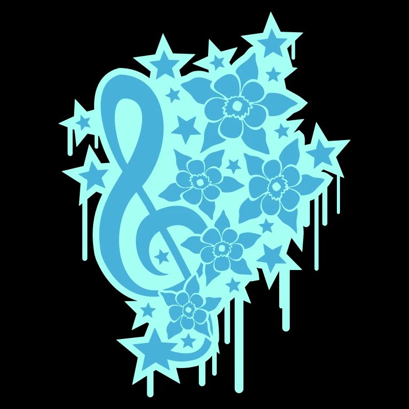Music clef note graffiti drop flowers