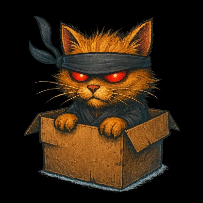 Chat Ninja dans sa Boîte