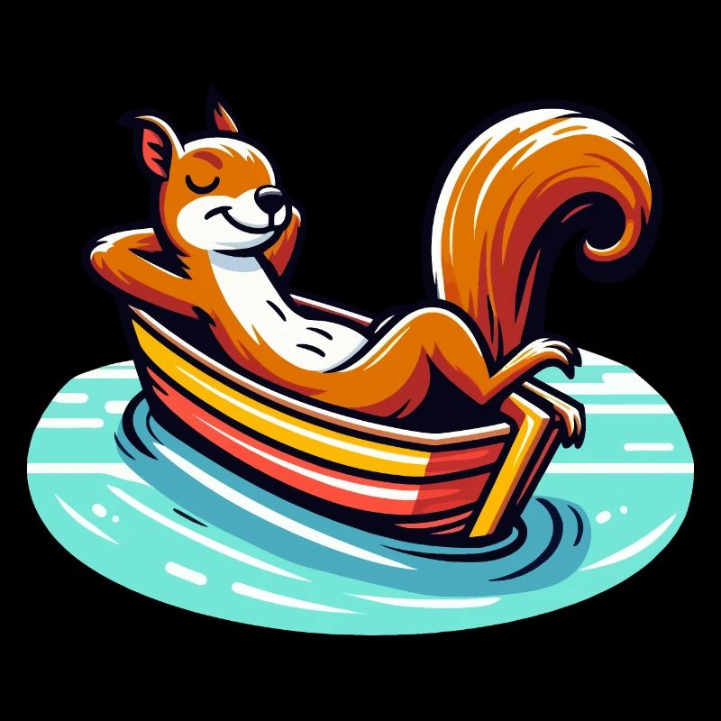 Entspanntes Eichhörnchen im Boot
