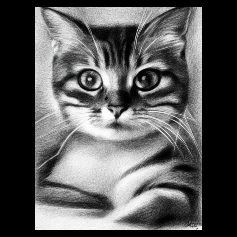 chat mignon en noir et blanc