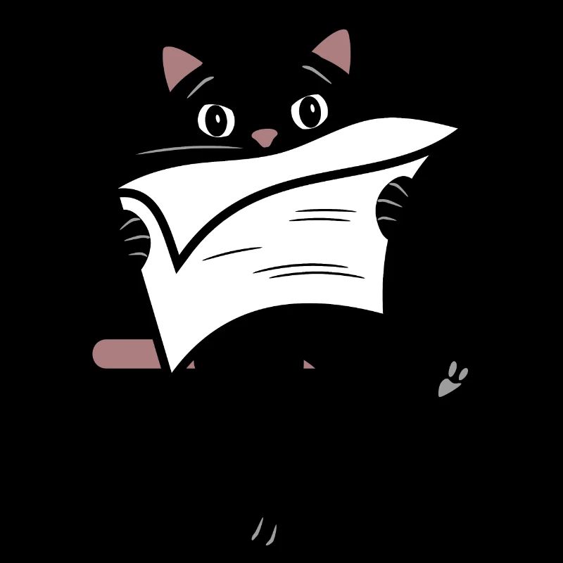 Drôle de chat noir lisant un journal