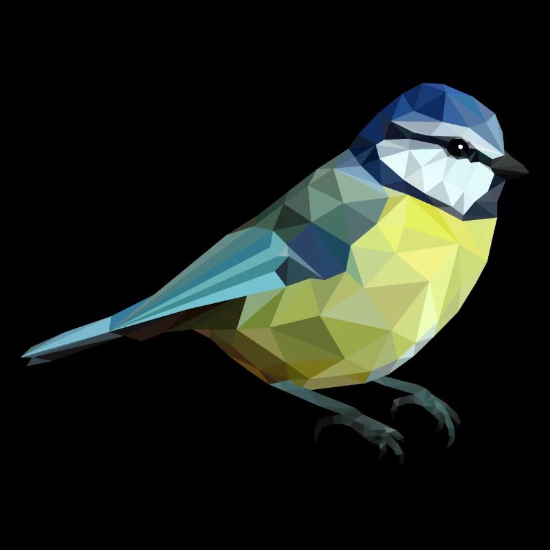 Blaumeise in Polygon-Technik - Zattila Design