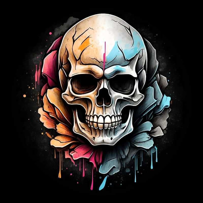 Skull in watercolor technique in a circle