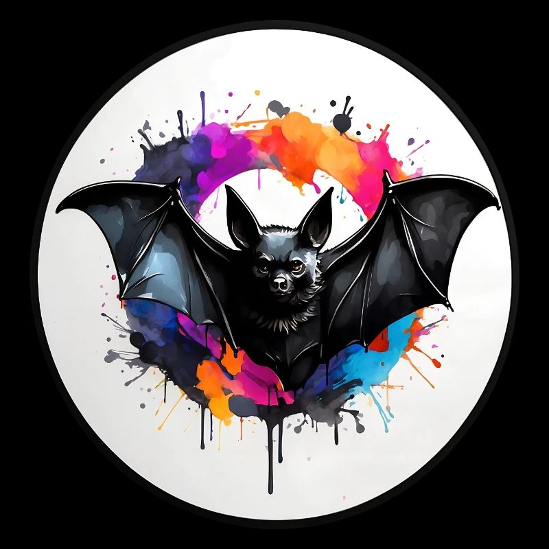 Chauve-souris en technique d’aquarelle dans une zone circulaire
