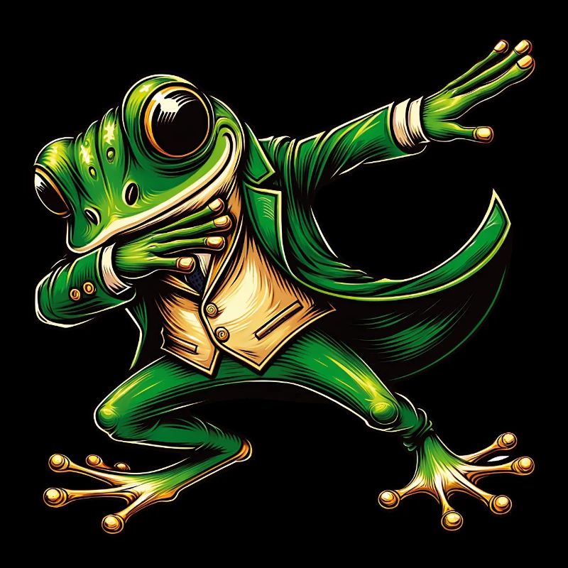 funny green dancing frog