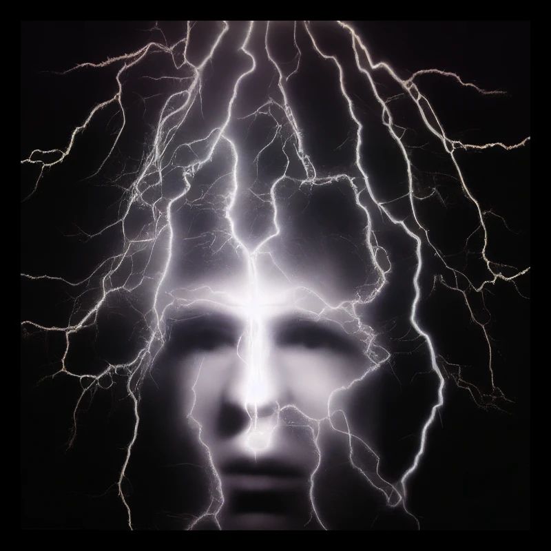 Face iluminated by lightning