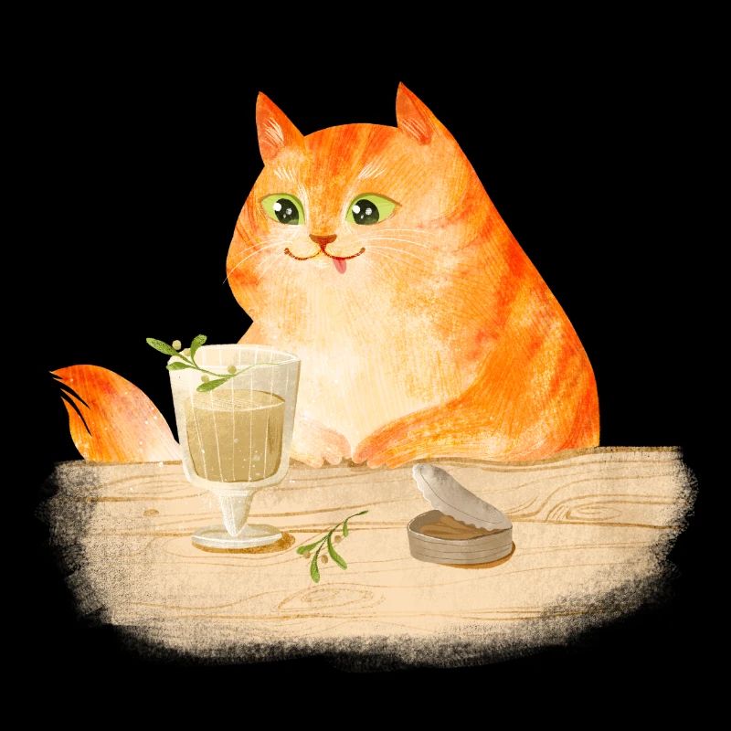 Chat avec boisson au thon