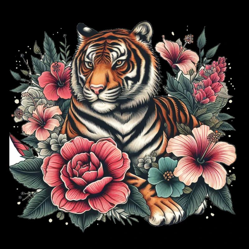 Tiger mit Blumen