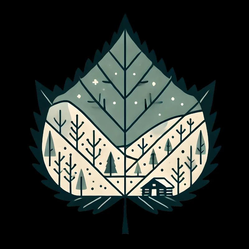 Blatt mit winterlicher Landschaft