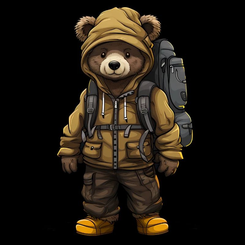 Mignon ours de randonnée mignon avec veste d’extérieur