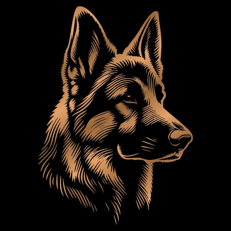 German Shepherd Head Gold