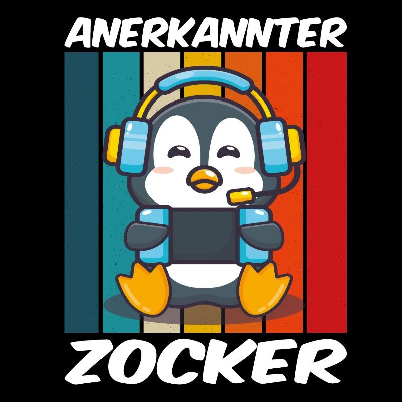Gaming Spruch Anerkannter Zocker mit Pinguin