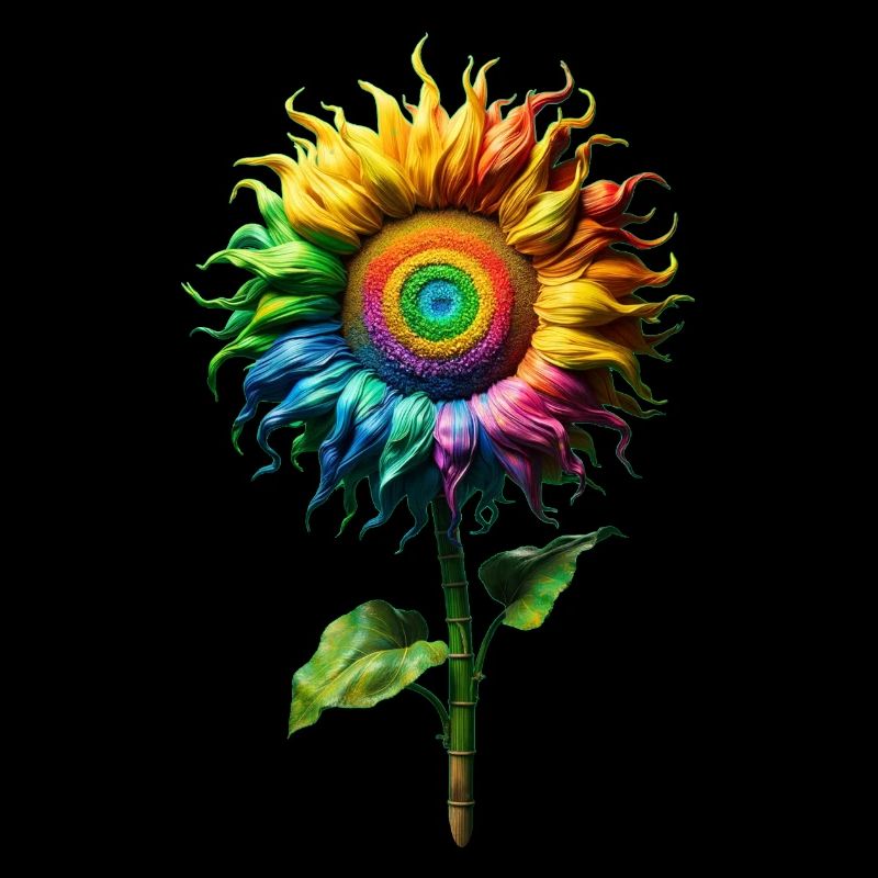 Rainbowcore Sunflower | Vincent van Gogh Style