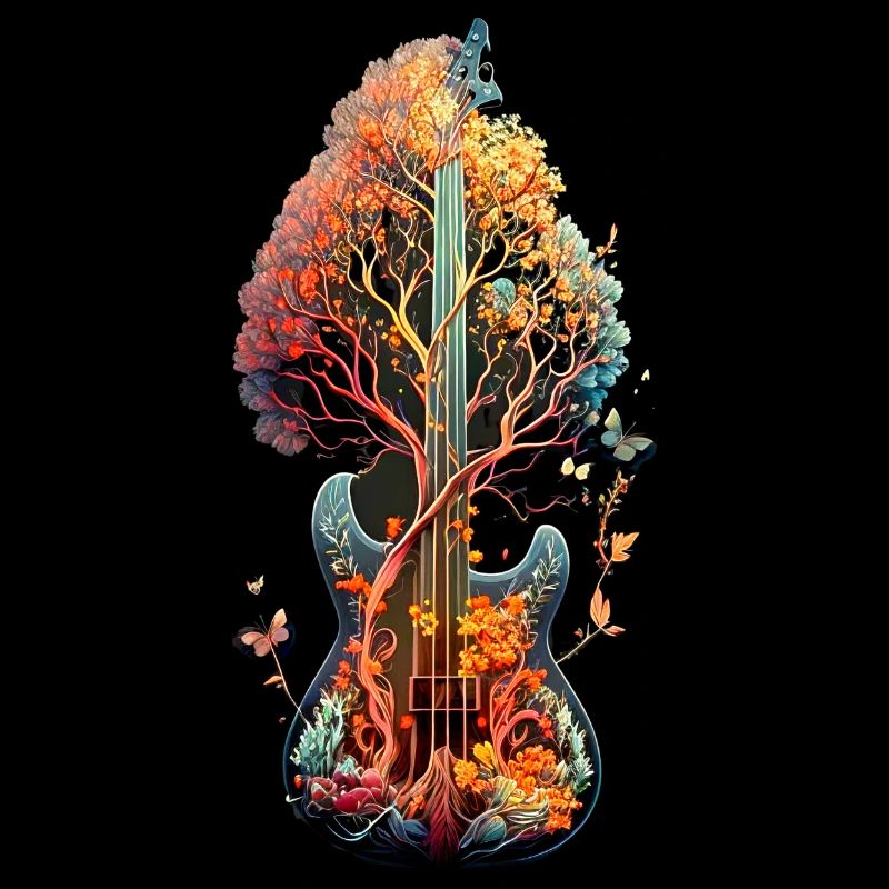 Gift guitar splash art tree guitarist