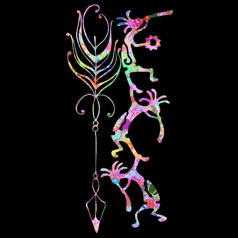 Kokopelli Musician Acrobats - Boho Feather 1