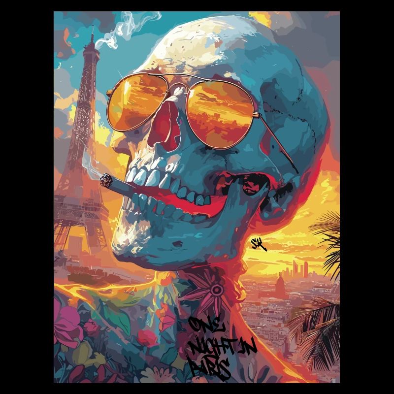 Smoking Skull, Totenkopf mit Zigarette
