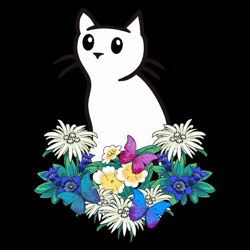 Chat Chats Fleurs Montagnes