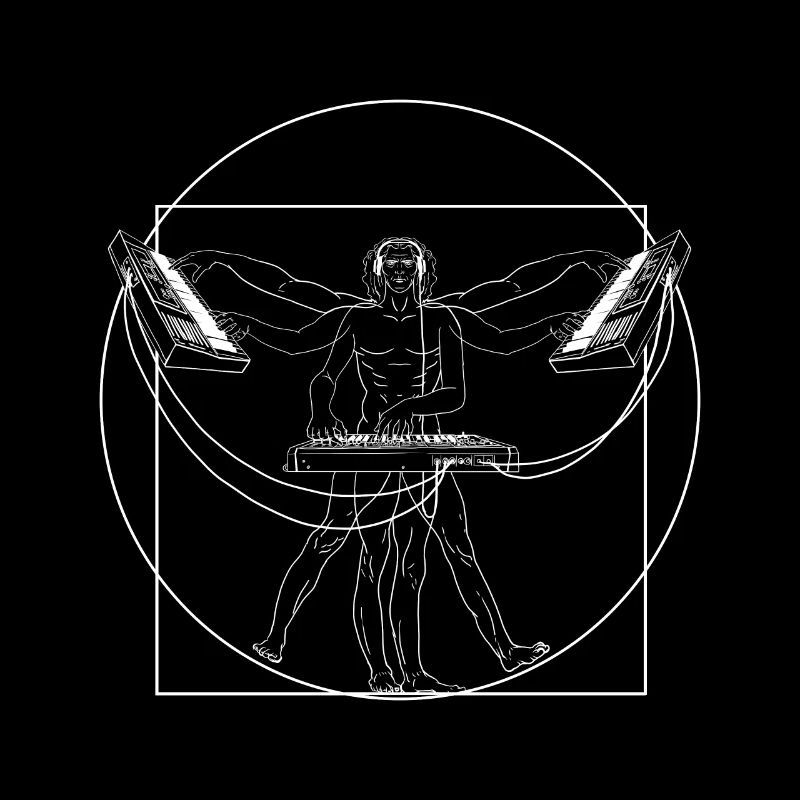 Synthesizer Vitruvian Man Techno House Funny Synth