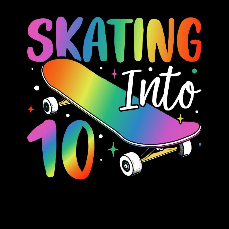 Skating Into 10 Funny Skateboarding Tie Dye 10th