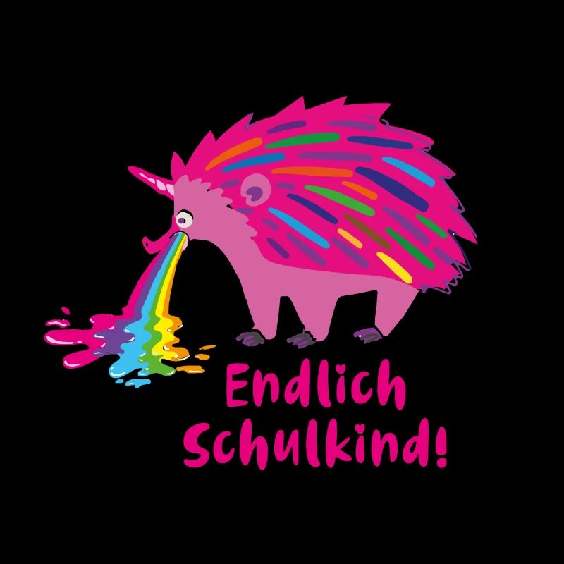 endlich schulkind,igel,pink,regenbogen,kotzen