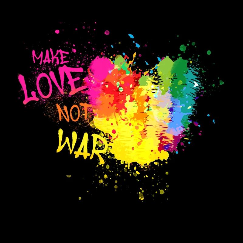 make love not war, regenbogen, herz,malerei ,bunt