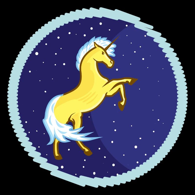 Licorne dorée dans le ciel étoilé