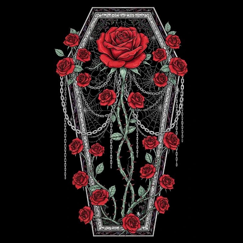 Sarg mit Rosen - Gothic Design