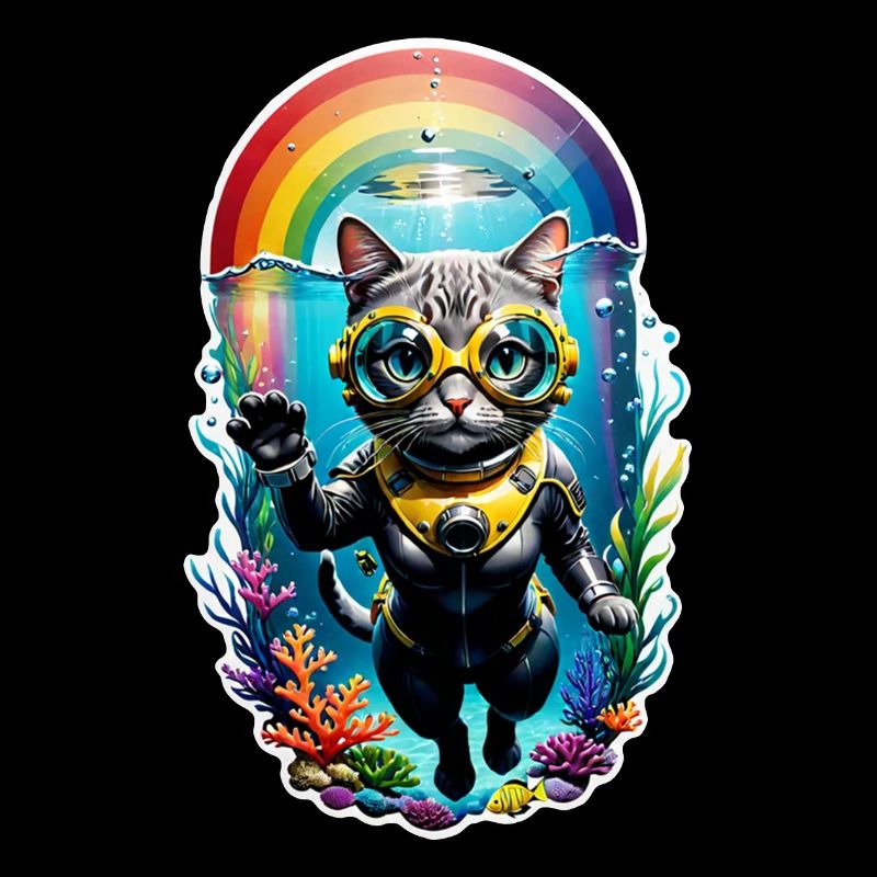 chat faisant de la plongée