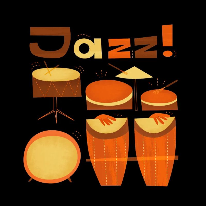 Percussions rétro jazz percussions orange marron