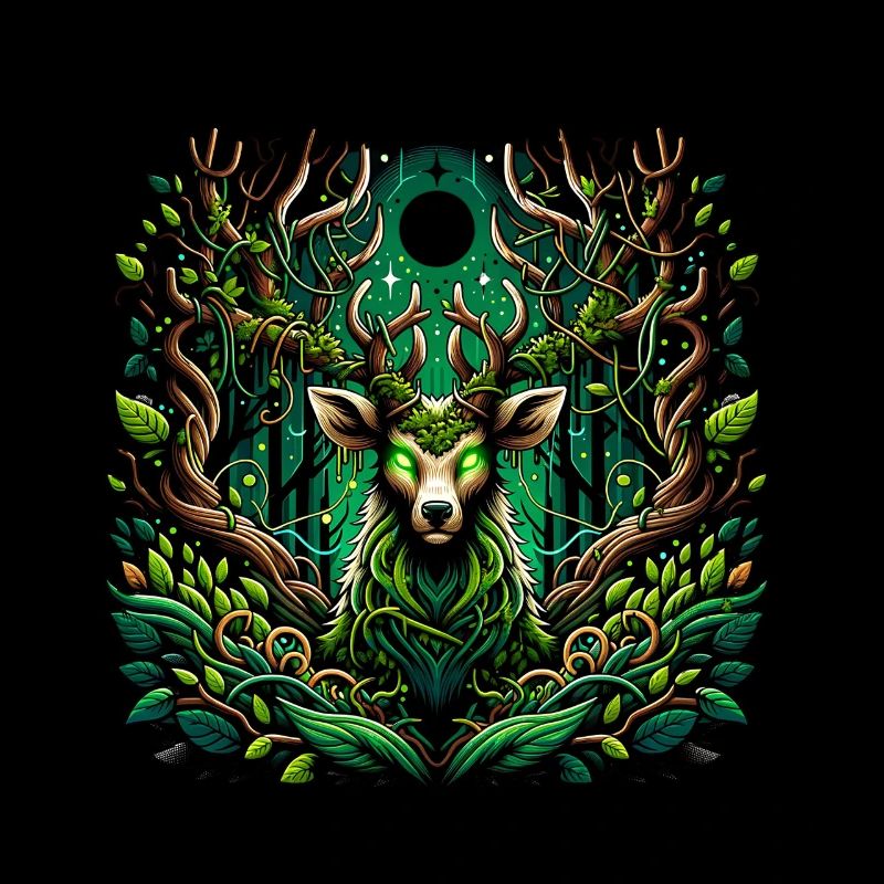 Mystical forest deer with shining eyes