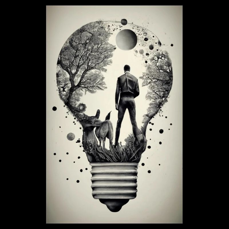 man inside a light bulb