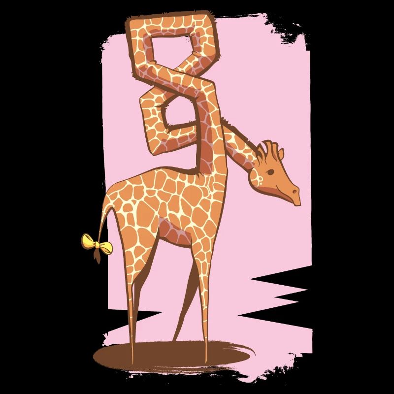 Caricature de girafe avec 8 dans le cou.