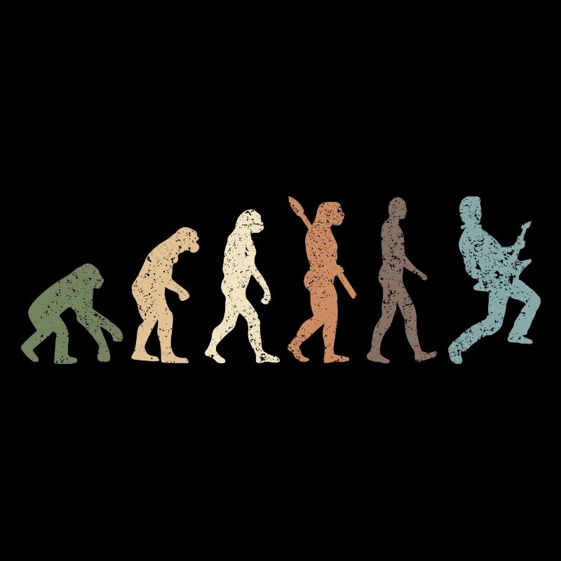 Funny Retro Evolution Of Man Electric Guitar