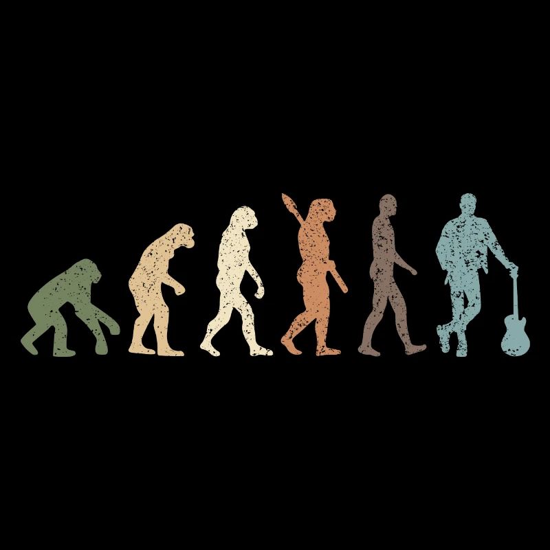 Funny Retro Evolution Of Man Guitar