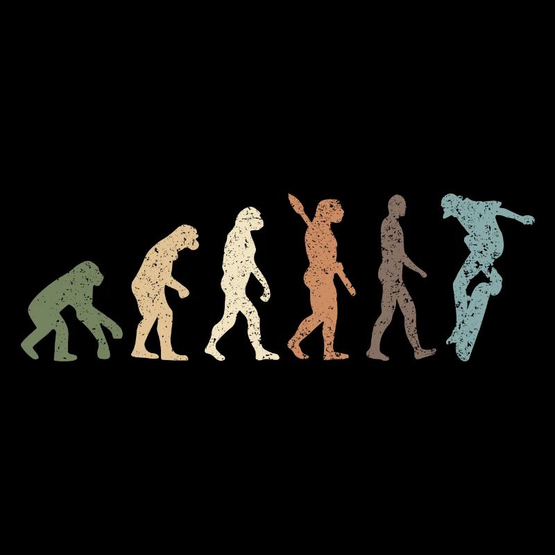Funny Retro Evolution Of Man Skateboard