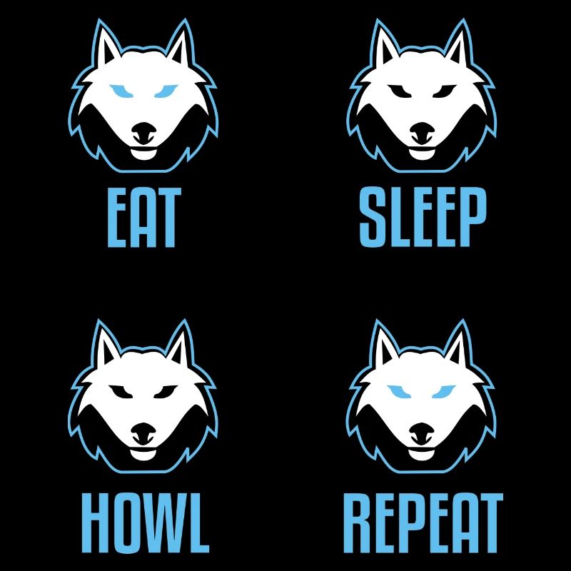 Wolf eating sleeping howling repeating