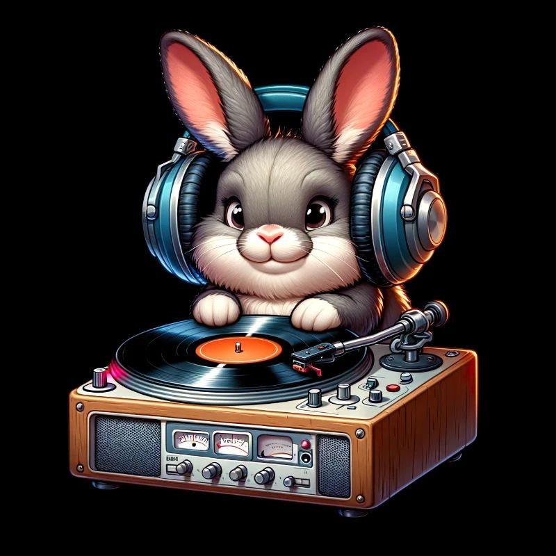 Lapin animé mignon avec des écouteurs