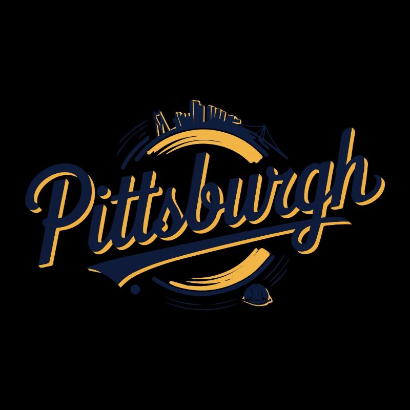 Pittsburgh Skyline and Bridge Script Logo in Bold
