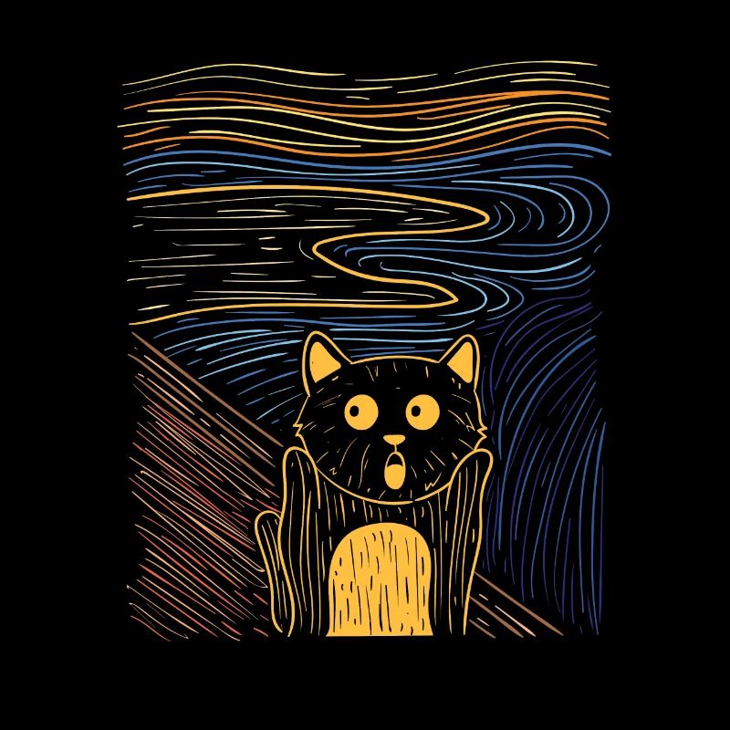 Der Schrei Gemälde Katze Kunst Parodie
