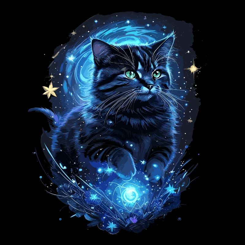 Kosmische Katzen Kunst Schwarze Katze