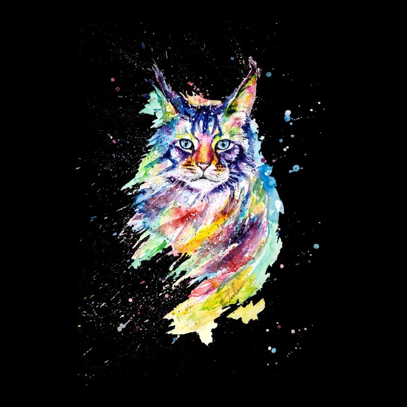 Coloré chat aquarelle